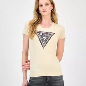GUESS Beige Logo Short Sleeve Tee